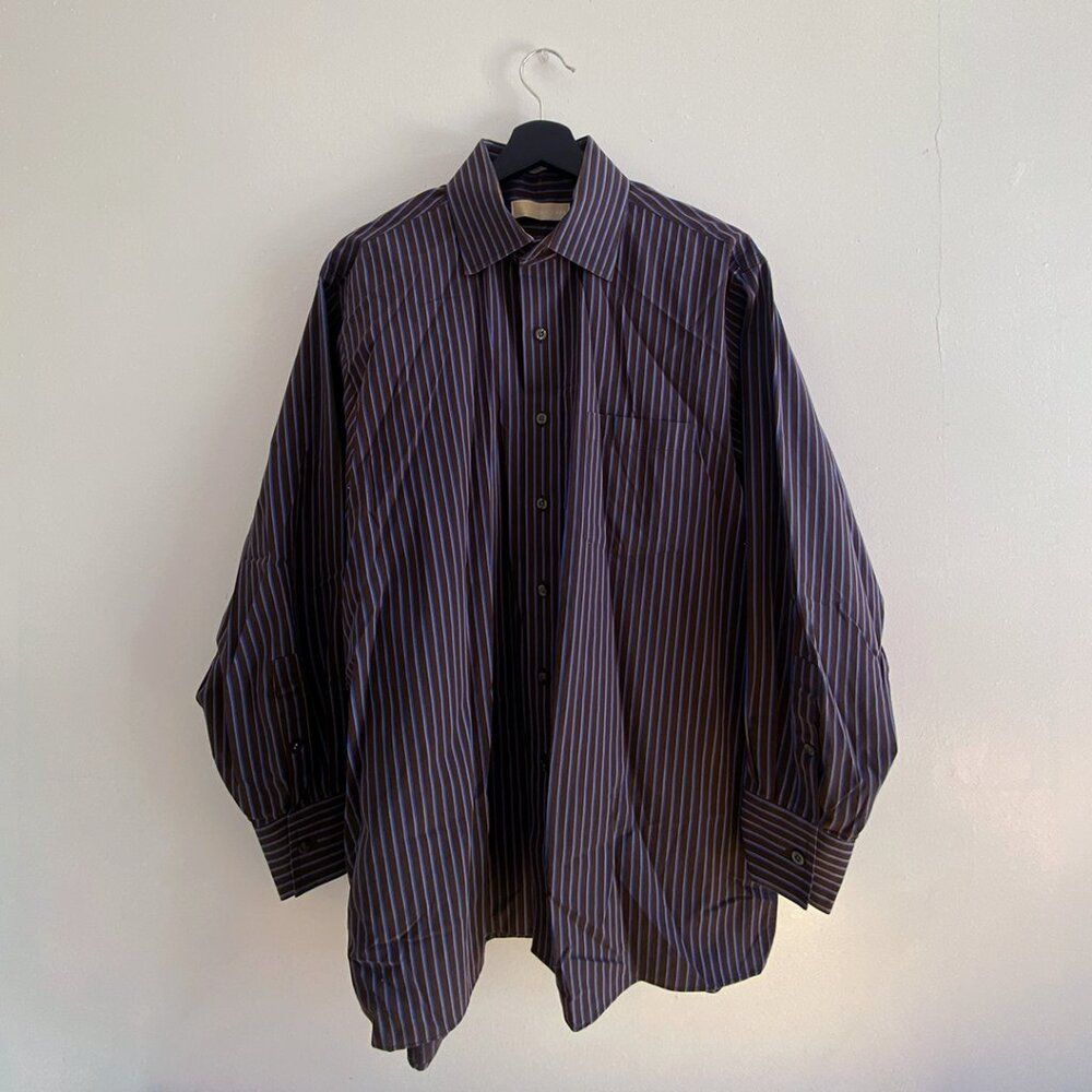 Brown Michael Kors button-down with blue stripes - Picture 2 of 4